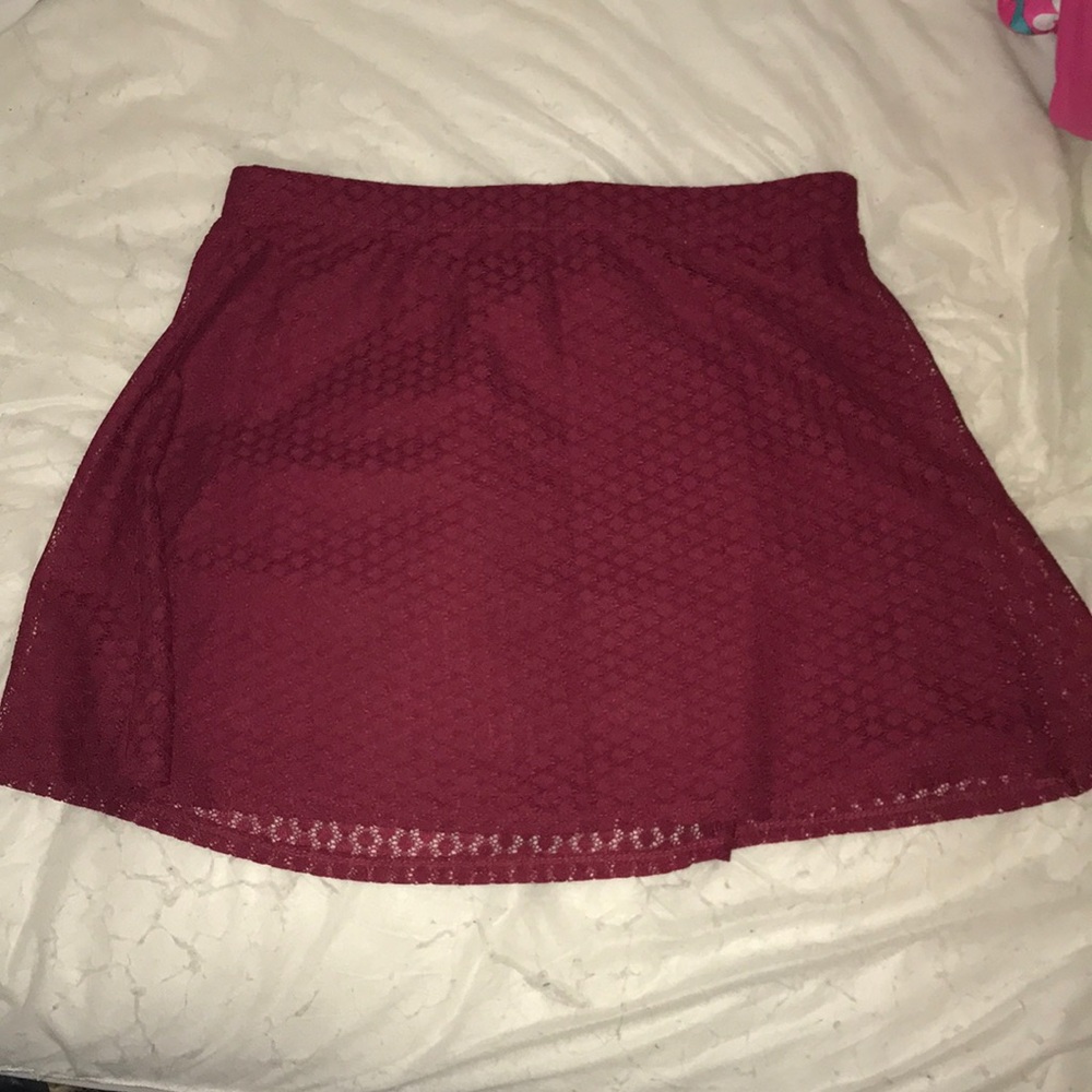 Burgundy and forest green skirts